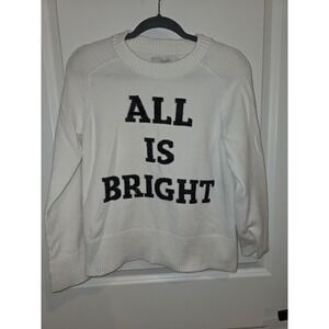 Loft All Is Bright Sweater Size Medium Cream White Blue Womens